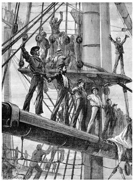 Επανάσταση Των Άγγλων Ναυτικών Κάθε Πλοίο Πήγαν Αντιμετωπίσουν Vintage Εγχάρακτη — Φωτογραφία Αρχείου