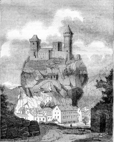 Das Chateau Foix Das Departement Von Ariege Alte Gestochene Illustration — Stockfoto