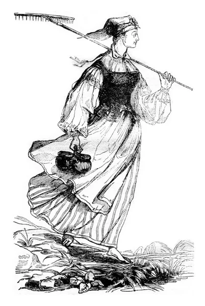 Illustration Einer Jungen Frau Einem Kleid — Stockfoto