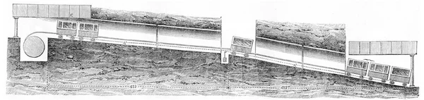 Sección Longitudinal Del Lyon Fourviere Inclinada Plano Saint Just Ilustración — Foto de Stock