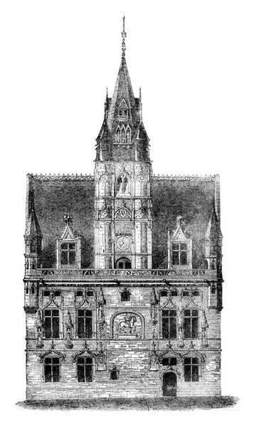 City Hall Compiegne Drawing Exhibits 1841 Show Vintage Engraved Illustration — Stock Photo, Image