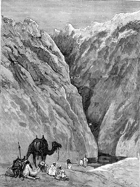 수단에 우물중 Travel Diaries Vintage Engraving 1884 — 스톡 사진