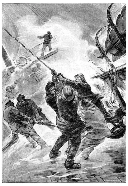 Ostrza Biją Tak Wściekle Grawerowana Ilustracja Rocznika Jules Verne Pani — Zdjęcie stockowe