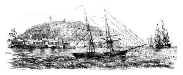 Ilha Gorce East Point Ilustração Gravada Vintage Magasin Pittoresco 1843 — Fotografia de Stock