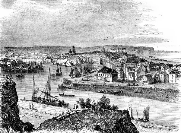 Widok Dieppe Vintage Grawerowana Ilustracja Pittoresque 1844 — Zdjęcie stockowe