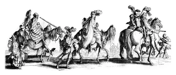 ボヘミアン ウィザード ジャグラーや泥棒 ジプシーのチューブ またはあなたが来ているために ヴィンテージの刻まれたイラスト Magasin Pittoresque 1836 — ストック写真