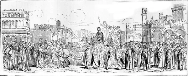 1836 Exposición Pintura Triunfo Petrarca Ilustración Grabada Vintage Magasin Pittoresque —  Fotos de Stock