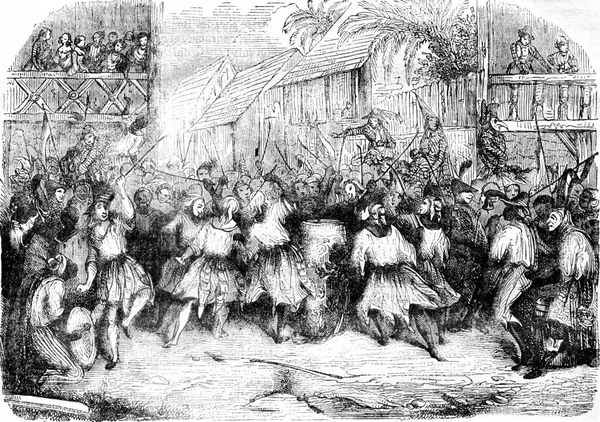 Uma Cena Carnaval Haiti 1838 Após Esboço Viajante Ilustração Gravada — Fotografia de Stock
