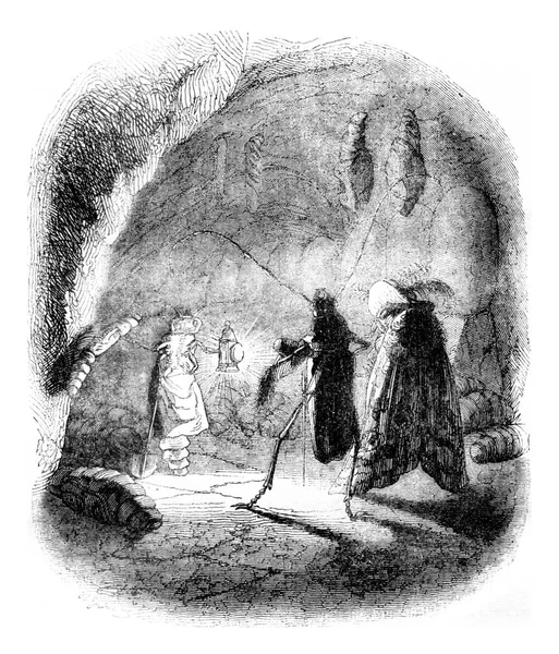 Entretien Philosophique Dans Les Catacombes Illustration Gravée Vintage Magasin Pittoresque — Photo