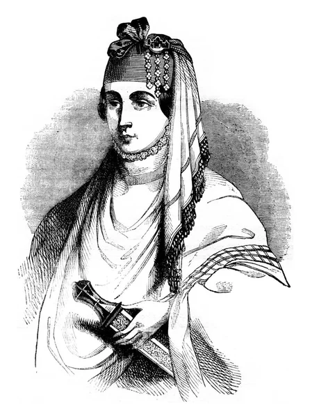美しいマアーニ ジョルジダの肖像画 ピーター デッラ アルの妻 ヴィンテージ彫刻のイラスト Magasin Pittoresque 1841 — ストック写真