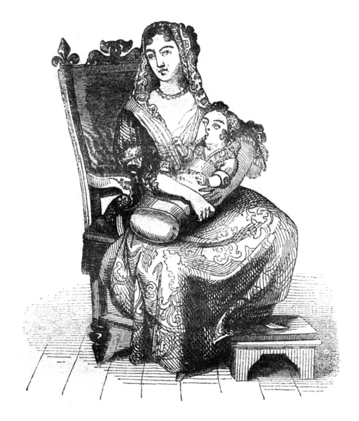Медсестра Герцога Бургундии Винтажная Гравированная Иллюстрация Магазин Питтореске 1841 Года — стоковое фото