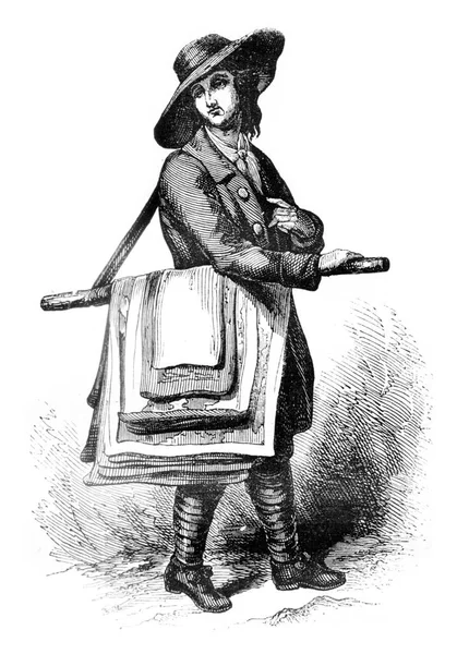 地図の商人 ヴィンテージ刻まれたイラスト Magasin Pittoresque 1841 — ストック写真