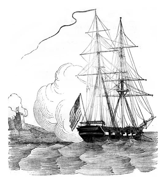 Ζωγραφισμένη Στο Χέρι Απεικόνιση Ενός Ιστιοπλοϊκού Σκάφους — Φωτογραφία Αρχείου