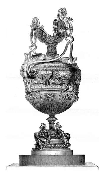 Vase Gagne 1841 Aux Goodwood Races Angleterre Illustration Gravée Vintage — Photo
