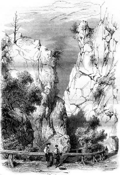 Fekete Erdő Pokol Völgye Vintage Vésett Illusztráció Magasin Pittoresque 1842 — Stock Fotó