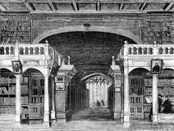Interior Biblioteca Bodleiana Universidad Oxford Ilustración Grabada Vintage Magasin Pittoresque —  Fotos de Stock