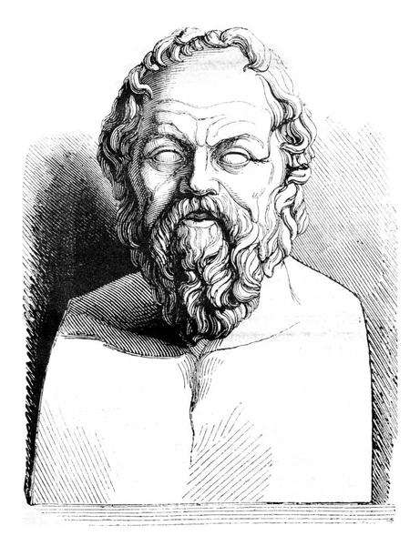 Louvre Museum Ancient Bust Socrates Vintage Engraved Illustration Magasin Pittoresque — Stock Photo, Image