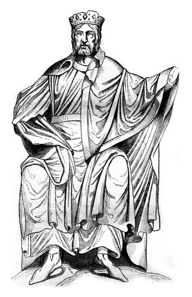 Статуя Дагоберта Церква Дені Вінтажна Гравюра Magasin Pittoresque 1843 — стокове фото