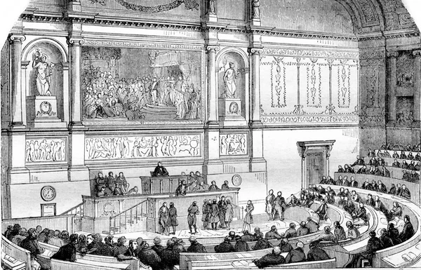 商工会議所内では ヴィンテージの刻まれたイラスト Magasin Pittoresque 1843 — ストック写真