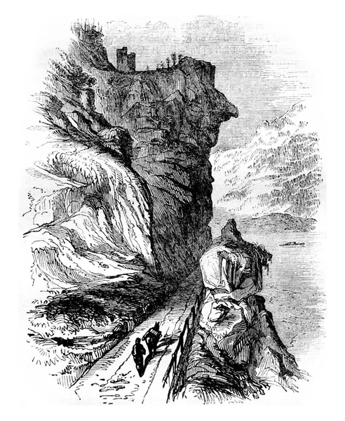 도나우강의 강변에 스러운 그림이 새겨져 있습니다 Magasin Pittoresque 1843 — 스톡 사진