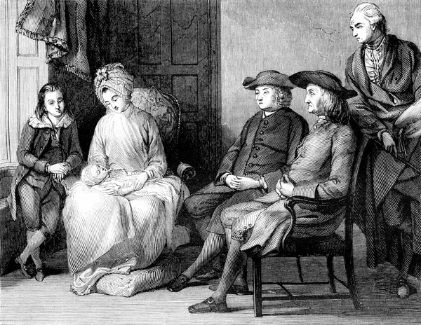 Famille Benjamin West Illustration Gravée Vintage Magasin Pittoresque 1843 — Photo