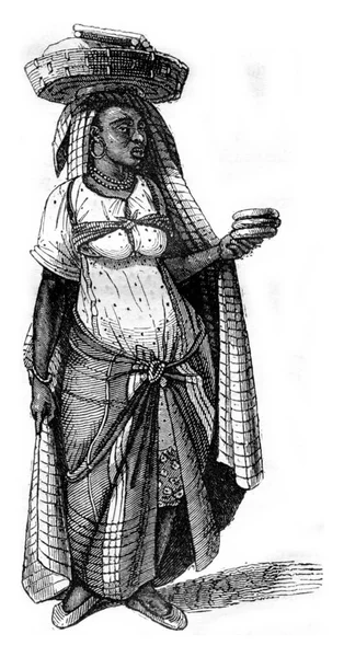 Ilustração Antiga Vintage Uma Jovem Mulher Chapéu — Fotografia de Stock