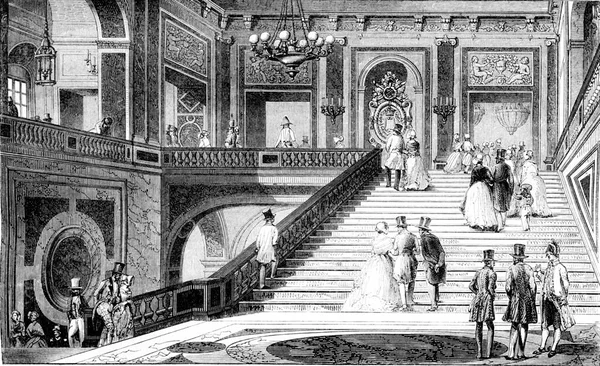 베르사유 대리석 계단에는 그림이 새겨져 Magasin Pittoresque 1844 — 스톡 사진