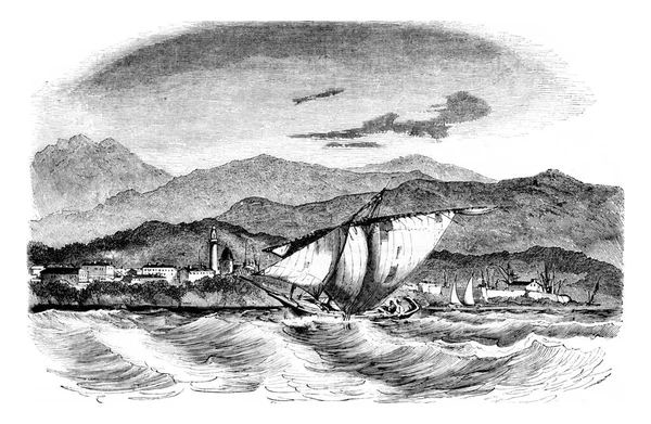 Иллюстрация Бетонной Лодки Флагом Соединенного Королевства — стоковое фото