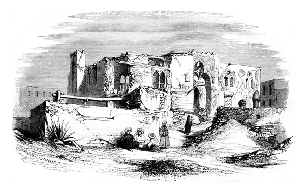 Mansoura House Which Louis Held Prisoner Vintage Engraved Illustration Magasin — Stock Photo, Image