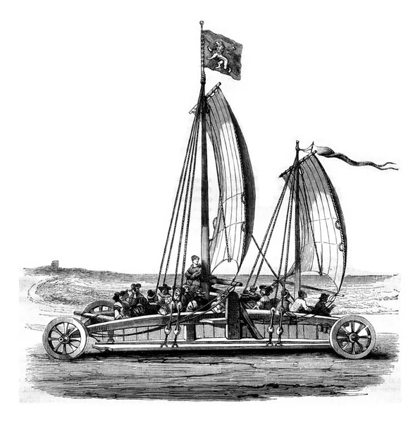 Tank Heeft Scheurende Zeilen Vintage Gegraveerde Illustratie Magasin Pittoresk 1844 — Stockfoto