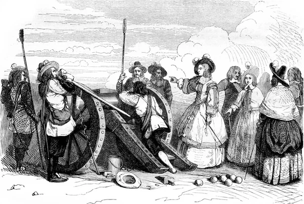 Міс Монпенсір Стріляла Гармат Бастилії Різьбленої Ілюстрації Magasin Pittoresque 1844 — стокове фото