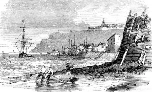 Widok Port Granville Departament Manche Vintage Grawerowane Ilustracji Pittoresque 1844 — Zdjęcie stockowe