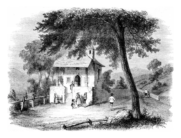 Chapel Kussnacht Switzerland Vintage Engraved Illustration Magasin Pittoresque 1844 — Stock Photo, Image