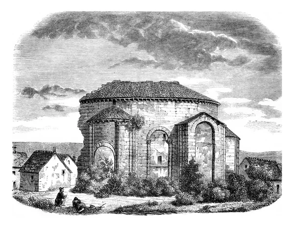 聖レナード教会の遺跡 後陣の外部ビューは ヴィンテージの刻まれたイラスト Magasin Pittoresque 1846 — ストック写真