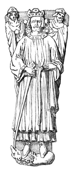 ウースターの墓の上にジョン ラックランドの像 ヴィンテージ彫刻のイラスト Magasin Pittoresque 1861 — ストック写真