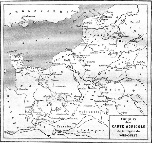 Mappa Agricola Della Regione Nordoccidentale Illustrazione Incisa Epoca Magasin Pittoresque — Foto Stock