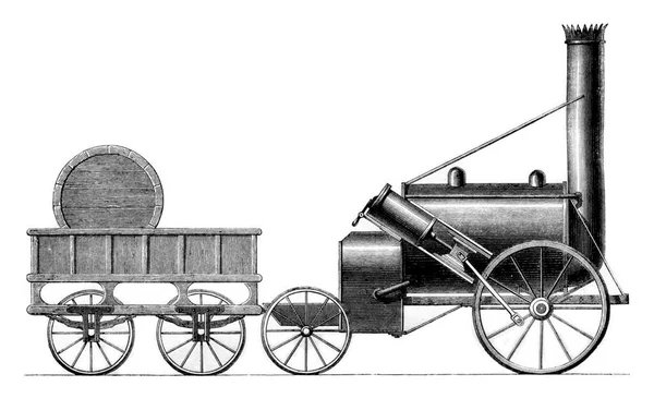 George Stephenson Rocket 1829 Παλιά Εγχάρακτη Εικονογράφηση Μαγασίν Πιττορέσκ 1861 — Φωτογραφία Αρχείου