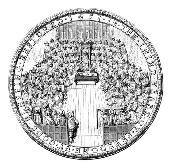 Sigill Den Engelska Republiken 1651 Vintage Graverad Illustration Magasin Pittoresque — Stockfoto