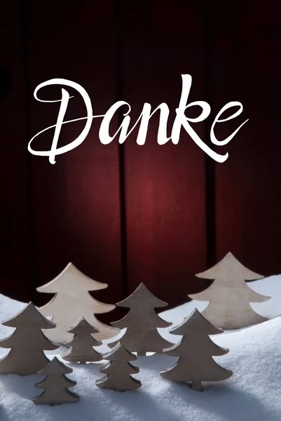 Німецька Каліграфія Данке Означає Дякую Біле Дерево Сніговому Тлі — стокове фото