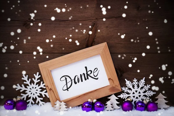 Rahmen Mit Deutscher Kalligraphie Danke Bedeutet Danke Pruple Weihnachtsschmuck Wie — Stockfoto