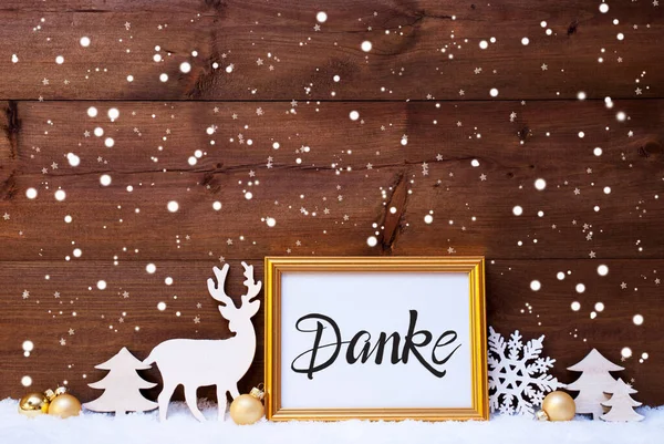 Moldura Com Caligrafia Alemã Danke Significa Obrigado Decoração Dourada Como — Fotografia de Stock