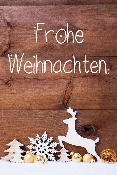 Niemiecka Kaligrafia Frohe Weihnachten Oznacza Wesołych Świąt Świąteczna Dekoracja Choinką — Zdjęcie stockowe