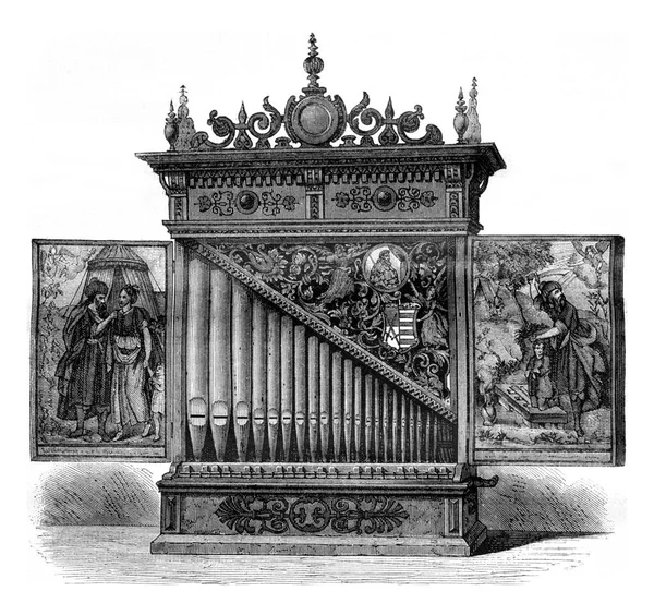 Kensington Museum Londyn Niemiecki Przenośny Organ Xvi Wieku Ryty Stylu — Zdjęcie stockowe