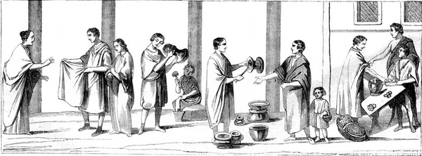 Market Potters Draper Patissier Vintage Engraved Illustration Magasin Pittoresque 1867 — Stock Photo, Image