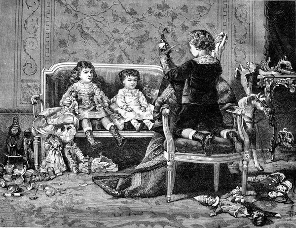 Marionetki Obraz Maurice Leloira Ryta Ilustracja Rocznika Pittoresque 1880 — Zdjęcie stockowe