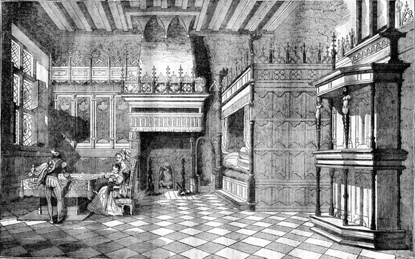 Intérieur Des Maisons Moyen Âge Illustration Gravée Vintage Magasin Pittoresque — Photo