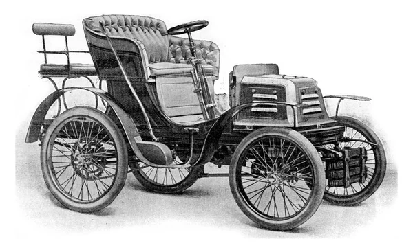 Chariot Avec Moteur Vers Avant Illustration Gravée Vintage Encyclopédie Industrielle — Photo