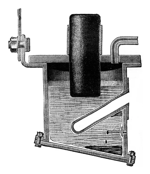 電気分解によるアルカリ土金属の調製のための装置 ヴィンテージ刻まれたイラスト 産業百科事典E 1875 — ストック写真
