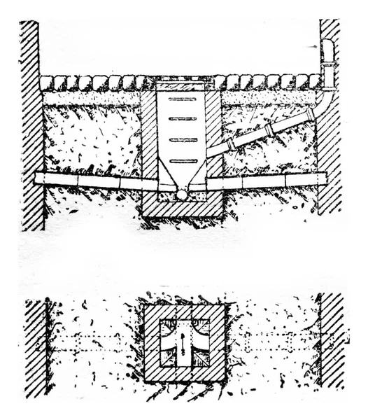 Seção Transversal Blueprint Ilustração Gravada Vintage Enciclopédia Industrial Lami 1875 — Fotografia de Stock