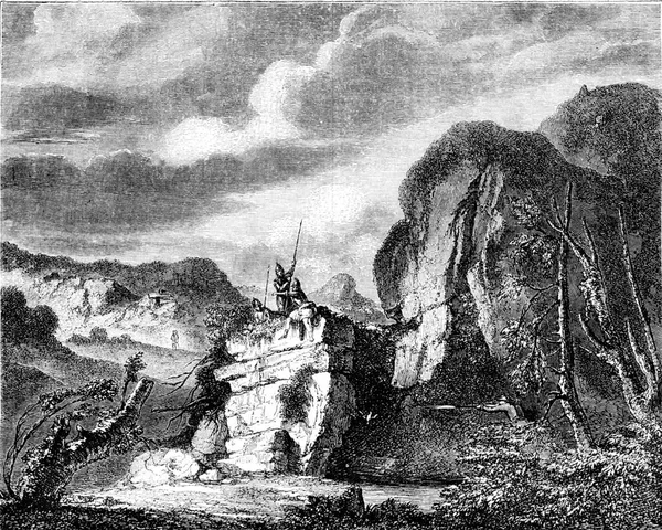 Louvre Museum Landscape Salvator Rosa Vintage Engraved Illustration Magasin Pittoresque — Stock Photo, Image